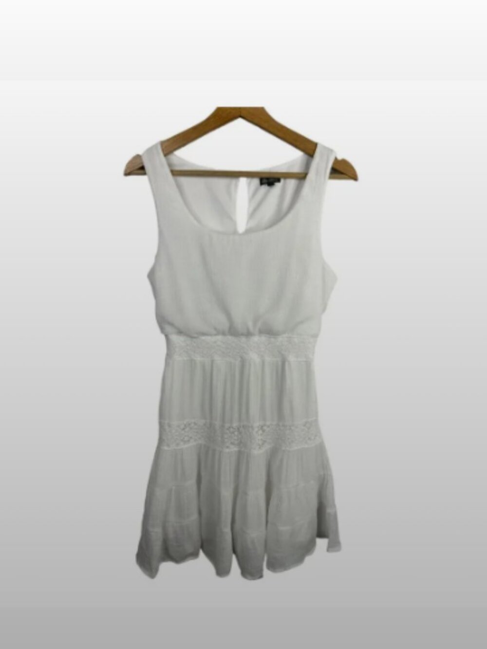 Lily Rose Tiered White Gauzy Boho Sleeveless Mini Dress in White